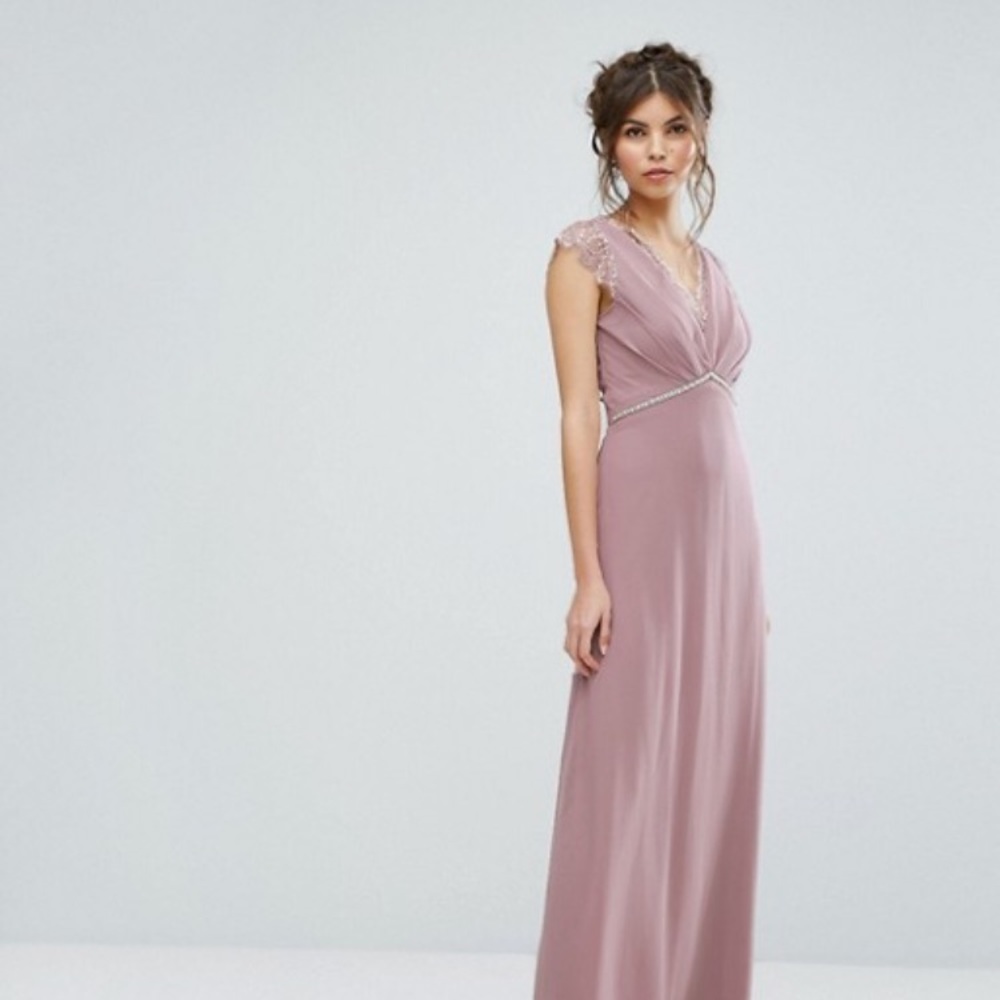 Elise Ryan long, taupe dress - NWT